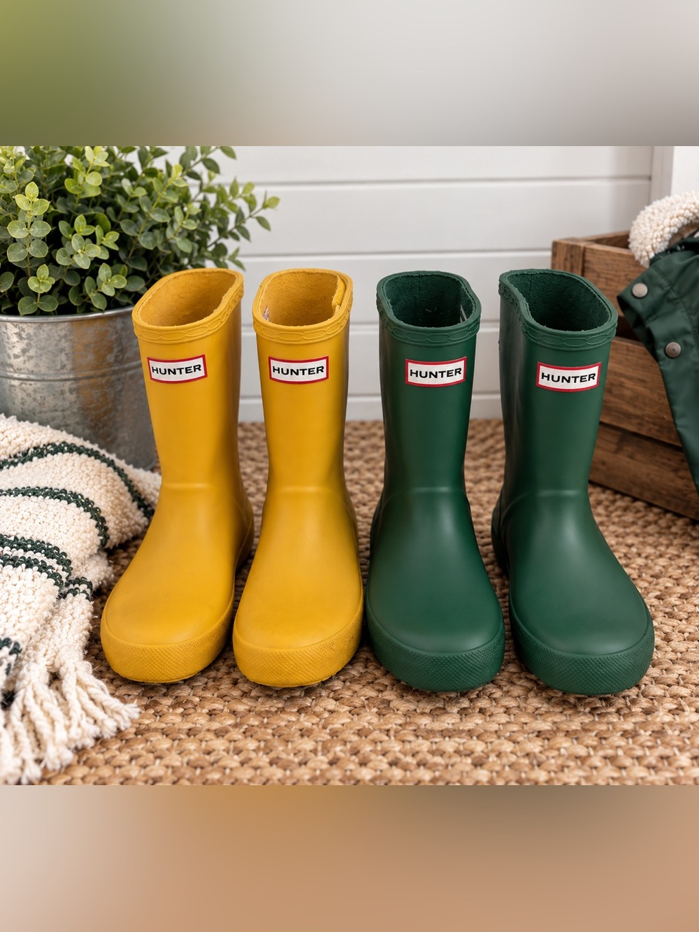 Hunter Kids Rain Boots Bundle 2 Pair Yellow Green US 12/13 Unisex